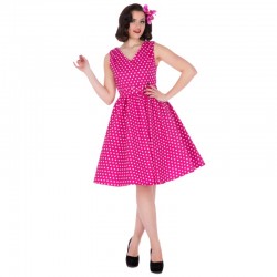 Dámské retro šaty Dolly and Dotty Wendy růžové s bílou