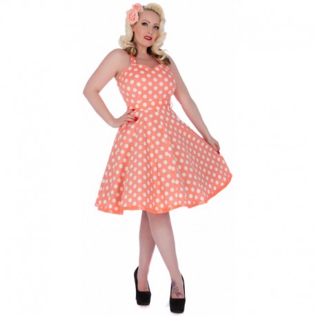 Dámské retro šaty Dolly and Dotty Sylvia broskvové s bílou