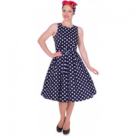 Dámské retro šaty Dolly and Dotty Annie tmavě modré s bílou